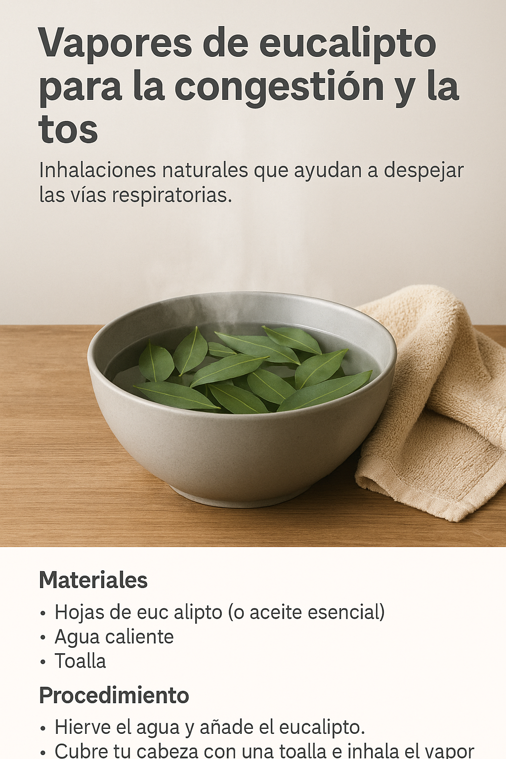 Vapores de eucalipto para la congestión y la tos